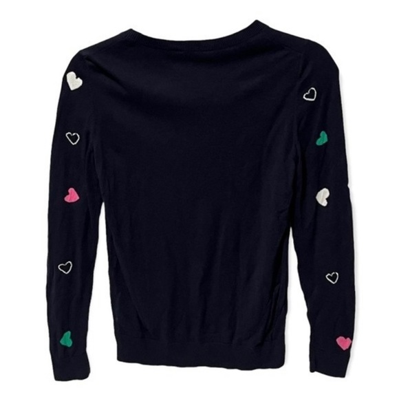 Talbots Navy Crewneck Pullover Tossed Hearts Long Sleeve Size XS - Picture 3 of 7
